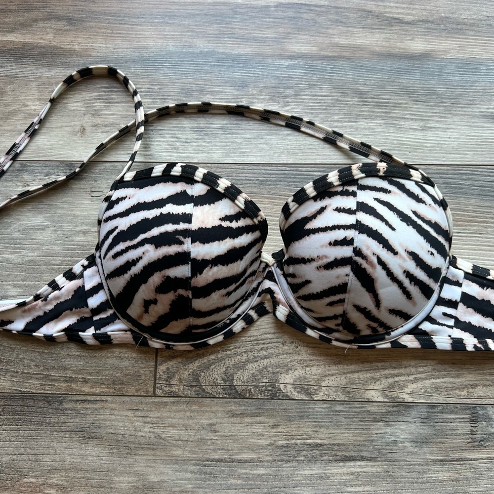 Victoria's Secret push-up bikini top in a black and white animal print